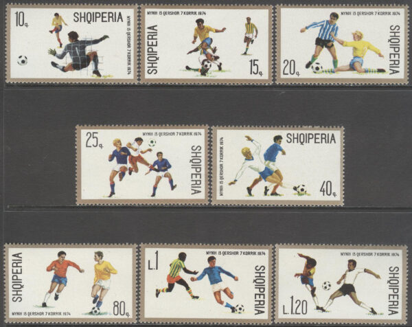 Albanien - M 1688-1695 VM i Fotboll i Västtyskland 1974, 8 kpl **