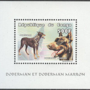 Kongo Brazzaville – M 1638 Hundar – Dobermann, Block **