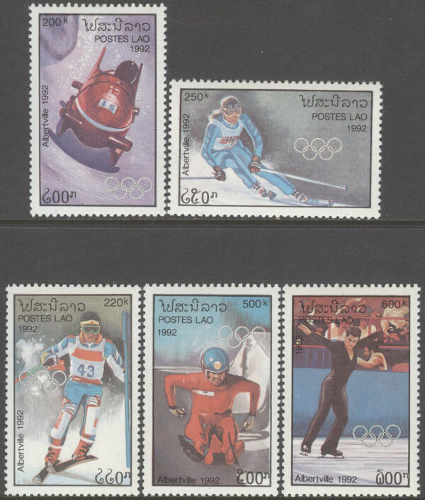 Laos - M 1290-1294 OS i  Albertville 1992 Konståkning, 5 kpl **