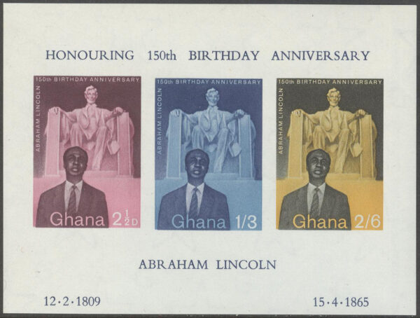Ghana - M BL   1 A Lincoln 150 år - President, Block **