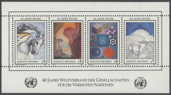 FN Wien - M BL   3 FN Världsförbundet WFUNA 40 år, block kpl **