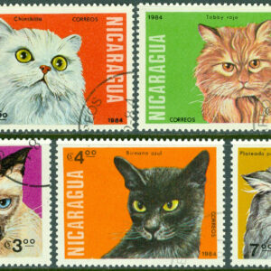 Nicaragua – M 2482-2488 Katter bl.a. Birma, 7 kpl stpl