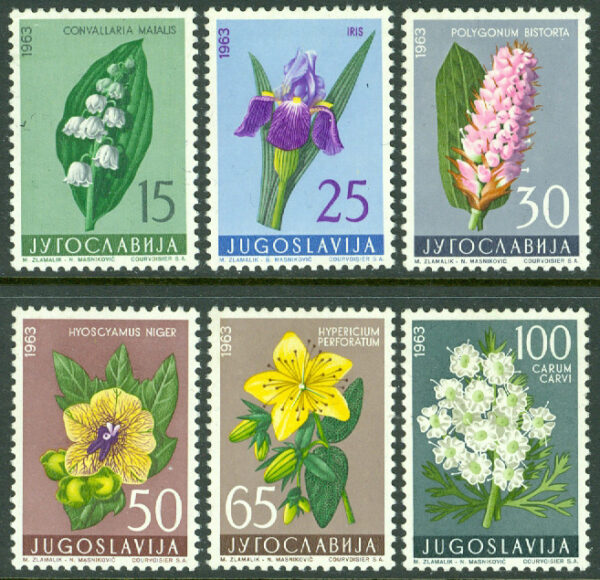 Jugoslavien - M 1034-1039 Jugoslavisk flora V, 6 kpl **