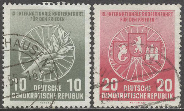 DDR - M  521-522 Cykel - Fredsloppet 1956, 2 kpl