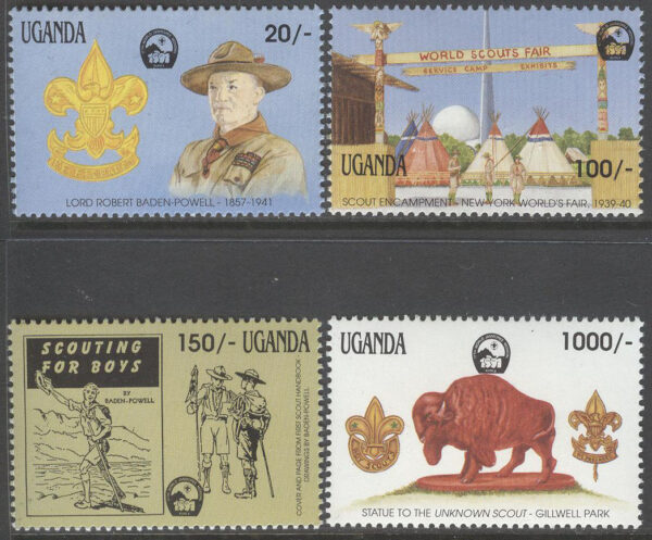 Uganda - M  902, 904-905, 909 Scoutingträgg i Sydkorea 1991, serie 4 olika **