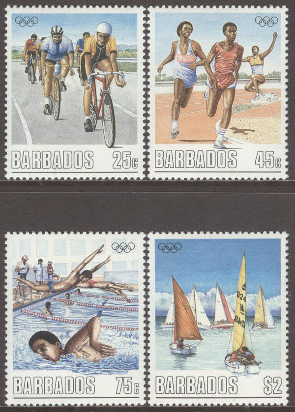 Barbados - M  701-704 OS i Seoul 1988 bla Cykel & Segling, 4 kpl **