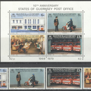 Guernsey – M  195-198 BL 2 Posten- Moped – Postbil, 4 kpl + Block **