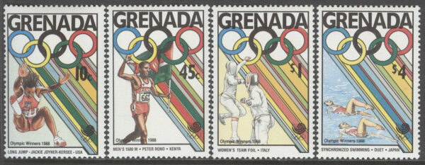 Grenada - M 1961, 1963, 1965, 1968 OS i Seoul 1988 Medaljörer, serie 5 olika **