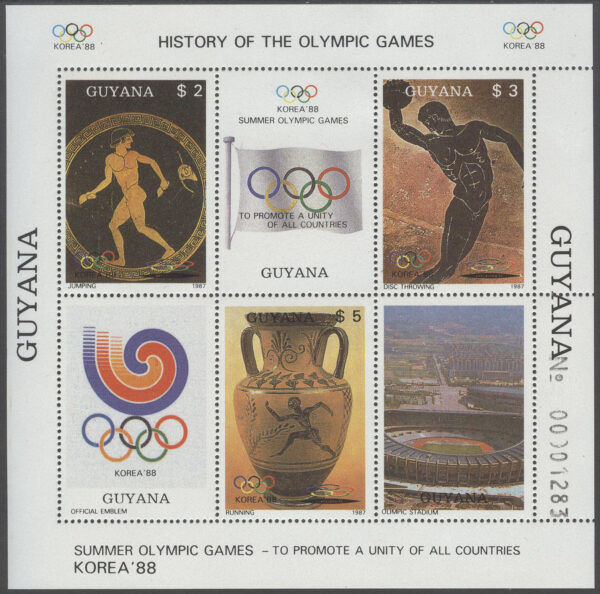 Guyana - M BL  20 OS i Seoul 1988 Konst, Block **