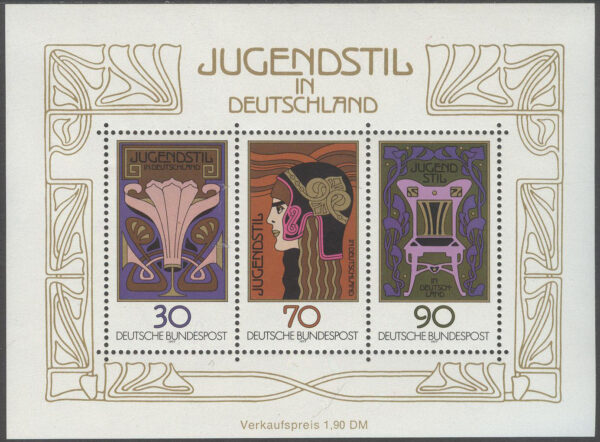 Tyskland - M BL  14 Jugendstilen i Tyskland 75 år, Block **