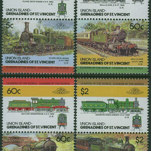 Union Island Grenadines of St. Vincent – M   86-93 Järnväg – Lok, 8 kpl **