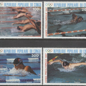 Kongo Brazzaville – M 1076-1079 Förolympiska året – Simning, 4 kpl **