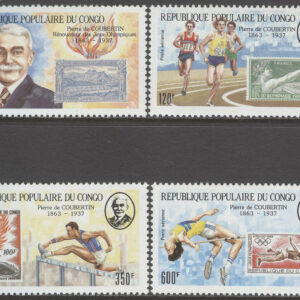 Kongo Brazzaville – M 1105-1108 OS – P de Coubertin död i 50 år, 4 kpl **