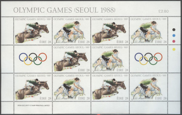 Irland - M  645-646 OS i Seoul 1988 Cykel & Hästhoppning, Miniark **