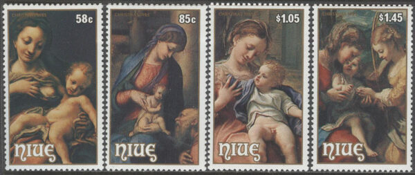 Niue - M  638-641 Jul 1985 Konst - Maria med Barn, serie 4 kpl **