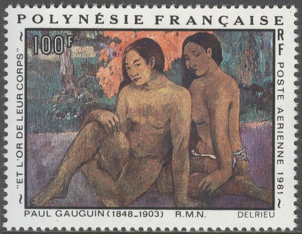 Franska Polynesien - M  325 "Och guldet i deras kroppar", målning av P Gauguin, 1 kpl **