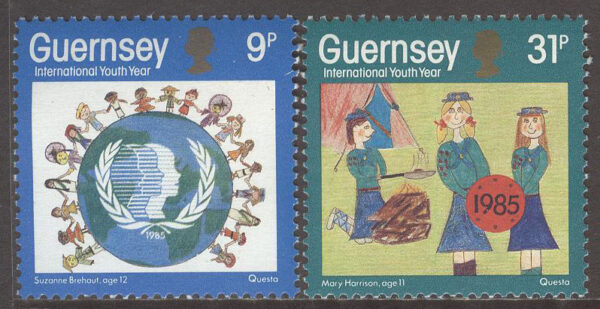 Guernsey - M  320-321 Internationella Ungdomsåret 1985, 2 kpl **