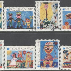 Polen – M 2079-2086 FN – UNICEF 25 år – Barnteckningar, serie 8 kpl