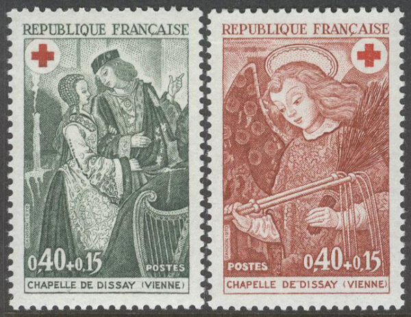 Frankrike - M 1733-1734 Röda Korset 1970 - Konst - Fresker, serie 2 kpl **