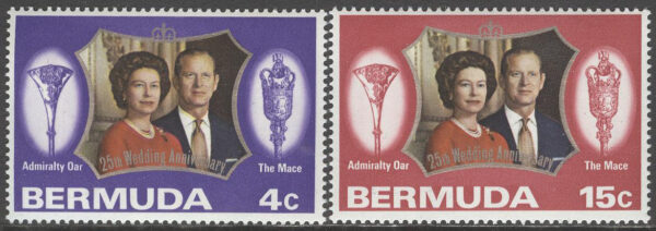 Bermuda - M  285-286 Silverbröllop Elisabeth II & Philip, serie 2 kpl **