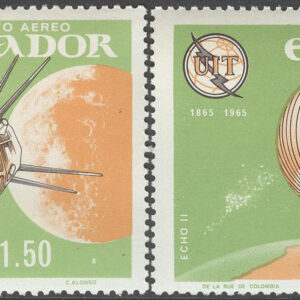 Ecuador – M 1193-1194 Internat Teleunionen ITU 100 år – Rymd, serie 2 olika **