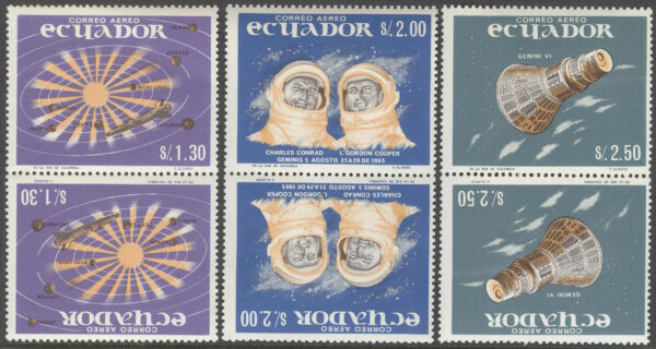 Ecuador - M 1210-1212 Rymd - Solsystemet - Gemini 6, têtê-bêche par **