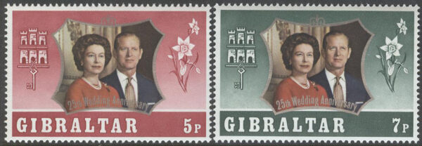 Gibraltar - M  295-296 Silverbröllop Elisabeth II & Philip, 2 kpl **