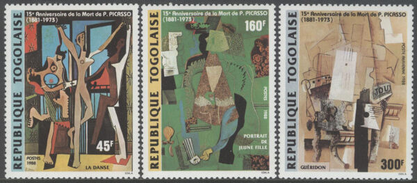Togo - M 2054-2056 Konst - Pablo Picasso död i 15 år, 3 kpl **
