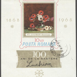 Rumänien – M BL  66 Konst – S Luchian 100 år – Blommor, Block