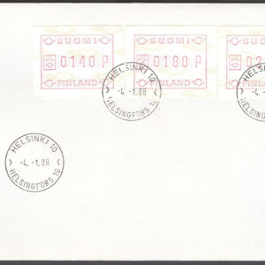Finland – FDC 1988-01-04 – Frankeringsetiketter, serie 3 kpl