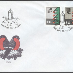 Estland – FDC 1992-12-15 – Jul 1992 – Julgran & Fåglar, serie 2 kpl
