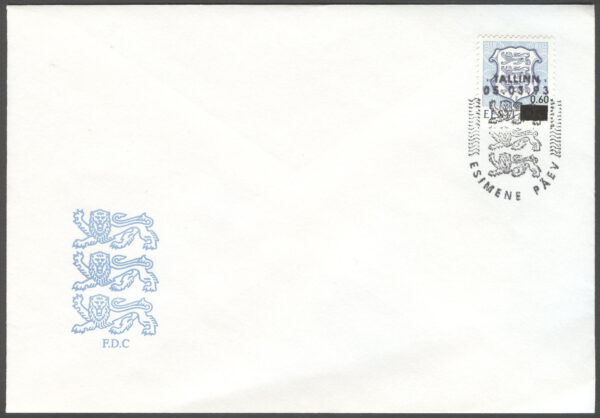 Estland - FDC 1993-03-05 - Statsvapen, märke kpl