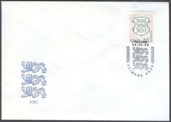 Estland - FDC 1993-09-08 - Statsvapen, märke kpl