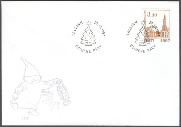 Estland - FDC 1997-11-27 - Byggnader - St.-Anna Kyrkan i Hallist, märke kpl