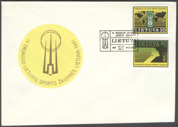 Litauen - FDC 1991-07-27 - Sport - Litauer sportar i hela världen, serie 2 kpl