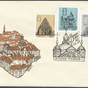 Litauen – FDC 1993-01-15 – Arkitektur – Kyrkor i bla Vilnius, serie 3 kpl