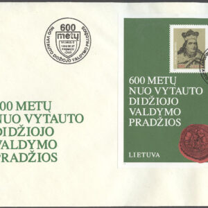 Litauen – FDC 1993-02-27 – Storfursten Vytautas som regent 600 år, Block