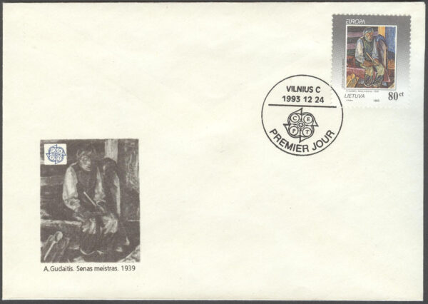 Litauen - FDC 1993-12-24 - Europa CEPT 1993 Samtida konst, märke kpl