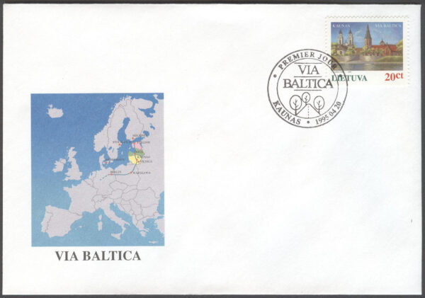 Litauen - FDC 1995-04-20 - Via Baltica - Kaunas, märke kpl