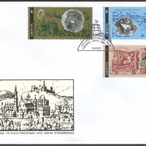 Litauen – FDC 1995-11-18 – Arkitektur – Borgar & Slott, serie 3 kpl
