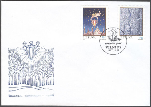 Litauen - FDC 1997-11-22 - Jul 1997 bla Ängel, serie 2 kpl