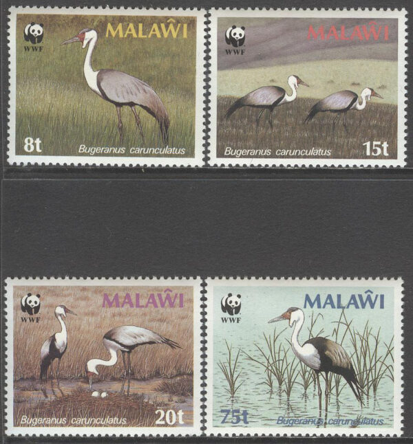 Malawi - M  477-480 X Fåglar - Vårttrana - WWF, 4 kpl **