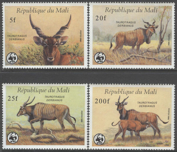 Mali - M 1078-1081 Djur - Elandantiloper - WWF, serie 4 kpl **