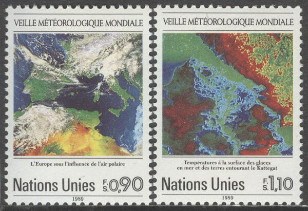 FN Geneve - M  176-177 Väderobservation med Satellit 25 år, 2 kpl **