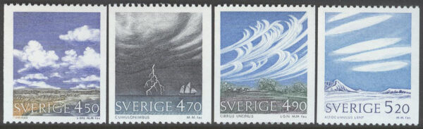 Sverige - F 1650-1653 Moln & Väder bla Stackmoln, 4 kpl **