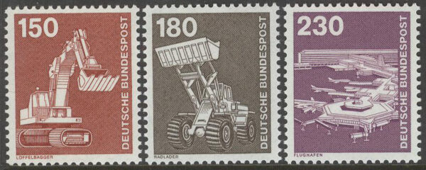 Tyskland - M  992-994 Industri & Teknik bla Grävmaskin, serie 3 kpl **