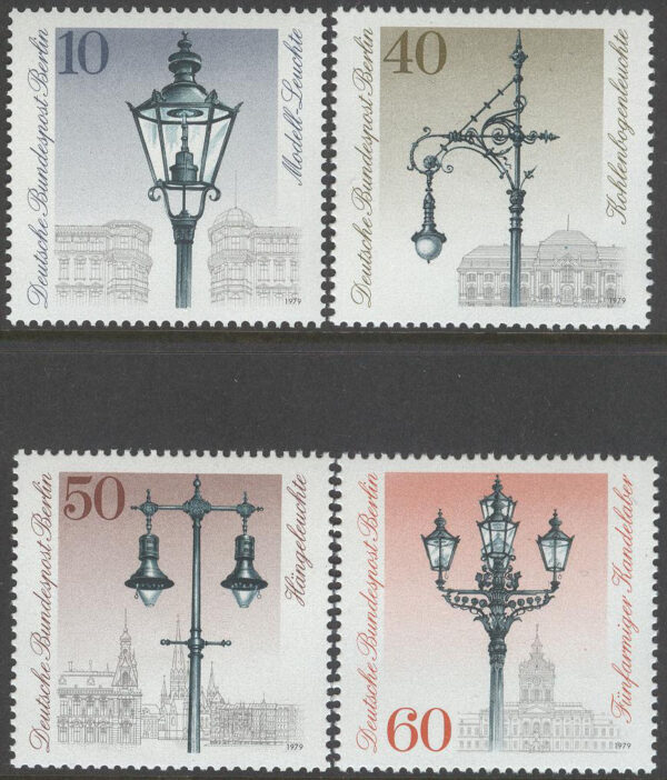 Berlin - M  603-606 Gatubelysning i Berlin 300 år, 4 kpl **