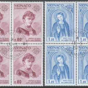 Monaco – M 1167-1168 Europa CEPT 1975 Konst, 2 st 4-Block