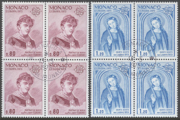 Monaco - M 1167-1168 Europa CEPT 1975 Konst, 2 st 4-Block
