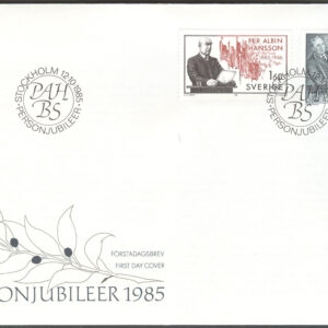 Sverige – FDC 1985-10-12 – Personjubiléer, 2 kpl Vinjett1